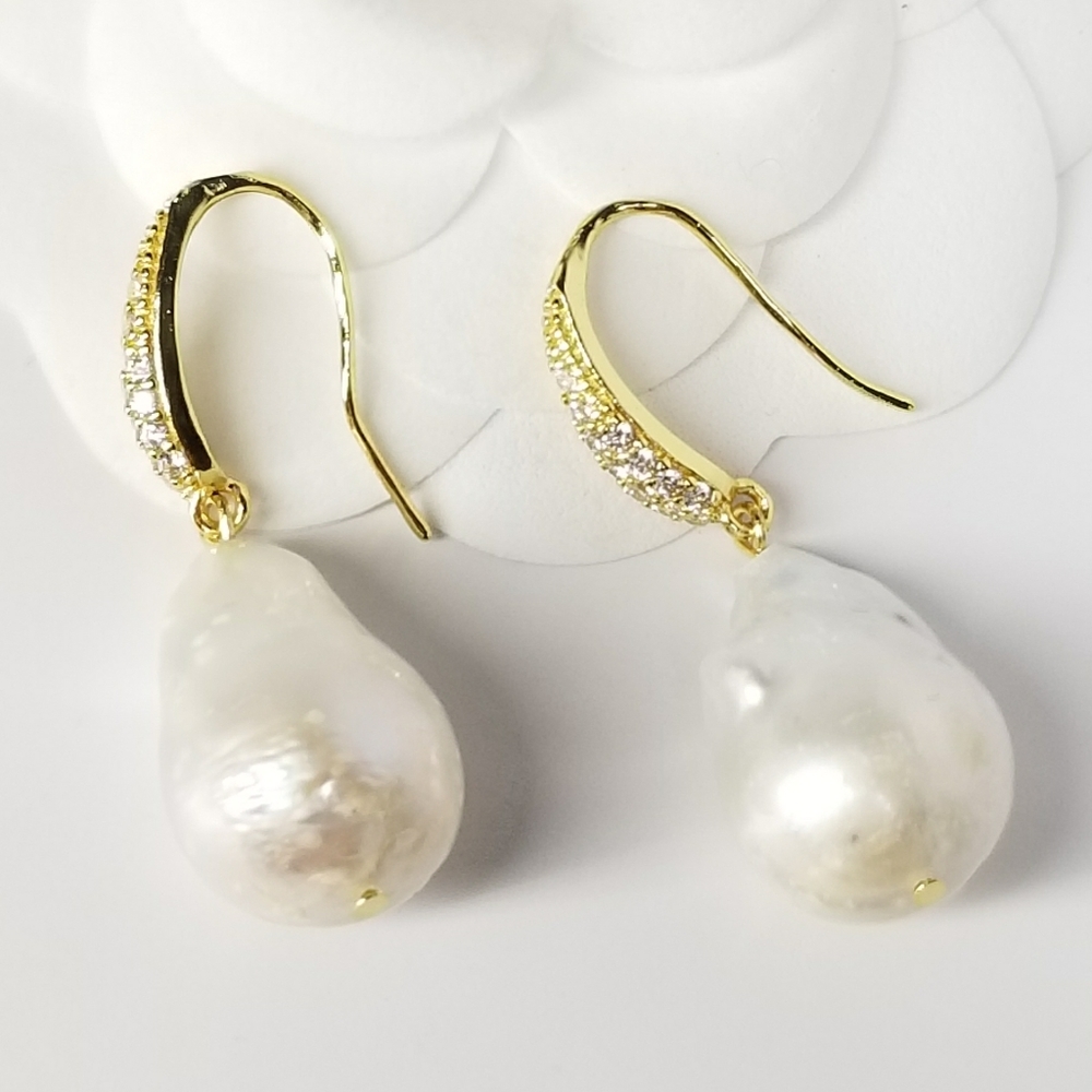 Natural Freshwater Baroque Pearl Earrings NEW - Picture 6 of 15